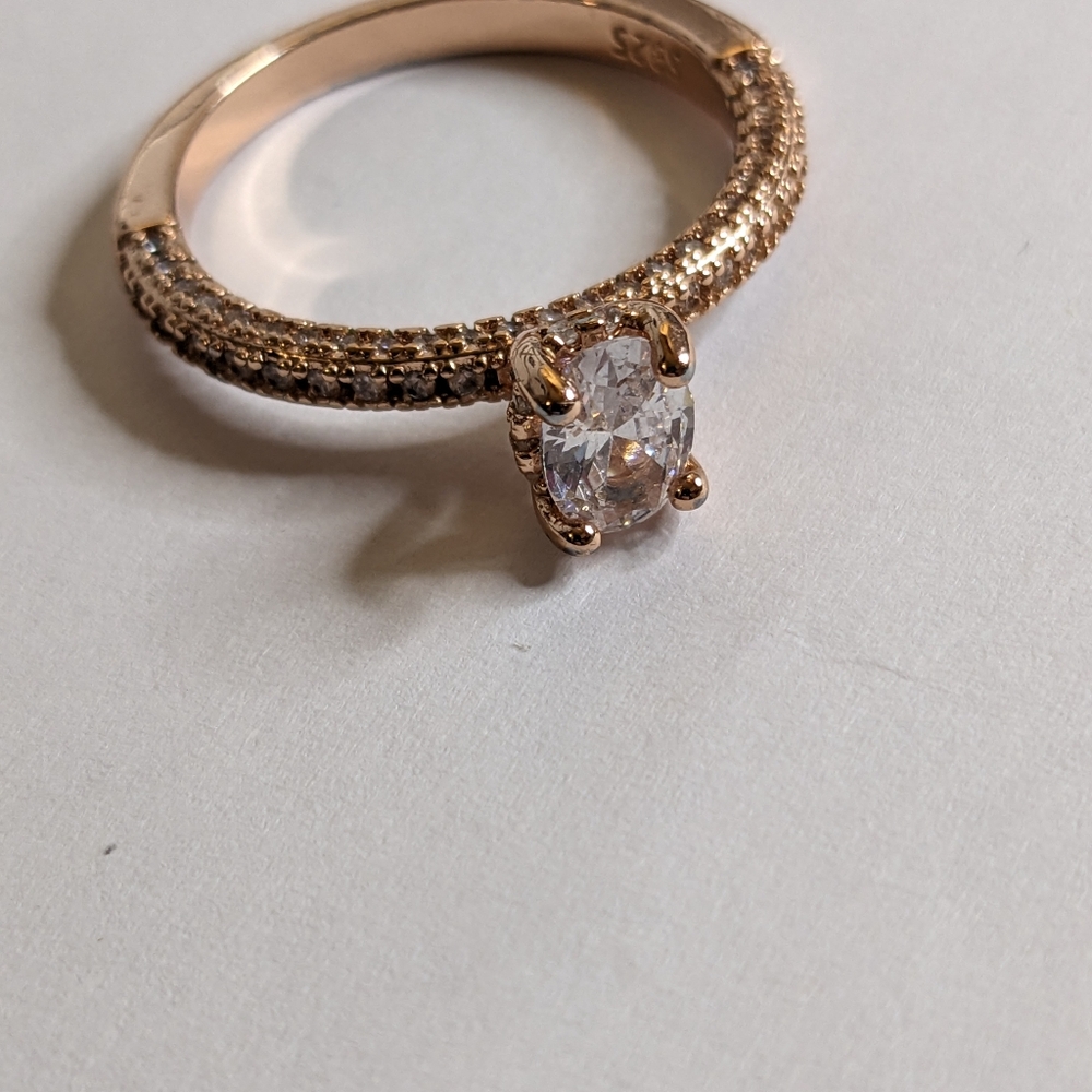 Rose Gold Plated Sterling Silver CZ Ring – Size 8.5 - Picture 6 of 8